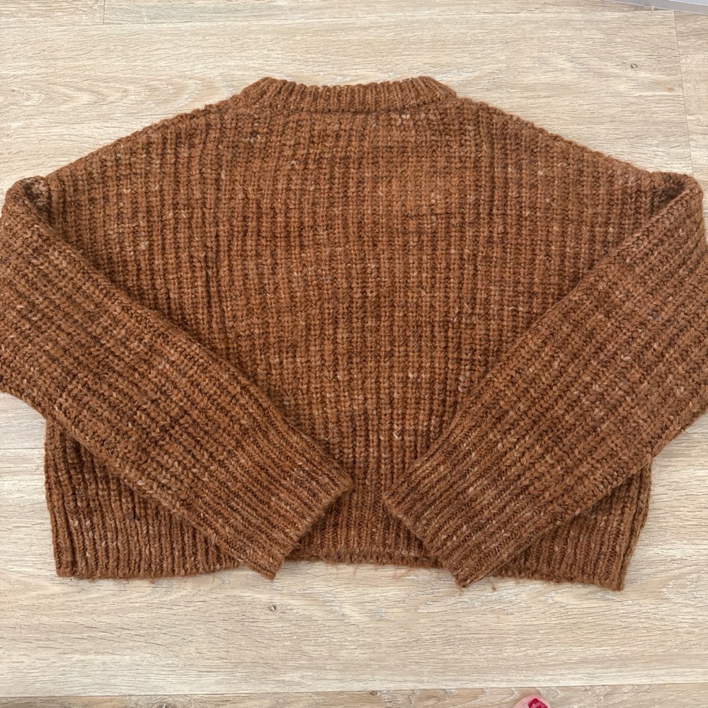 Oak & Fort Cozy Rib-Knit Crewneck Sweater - Rust Small - Picture 4 of 6